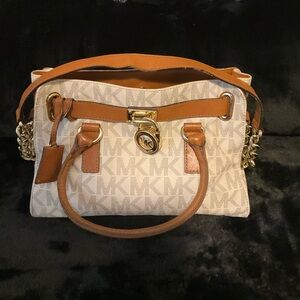 Michael Kors Brown and Cream Satchel and matching wallet